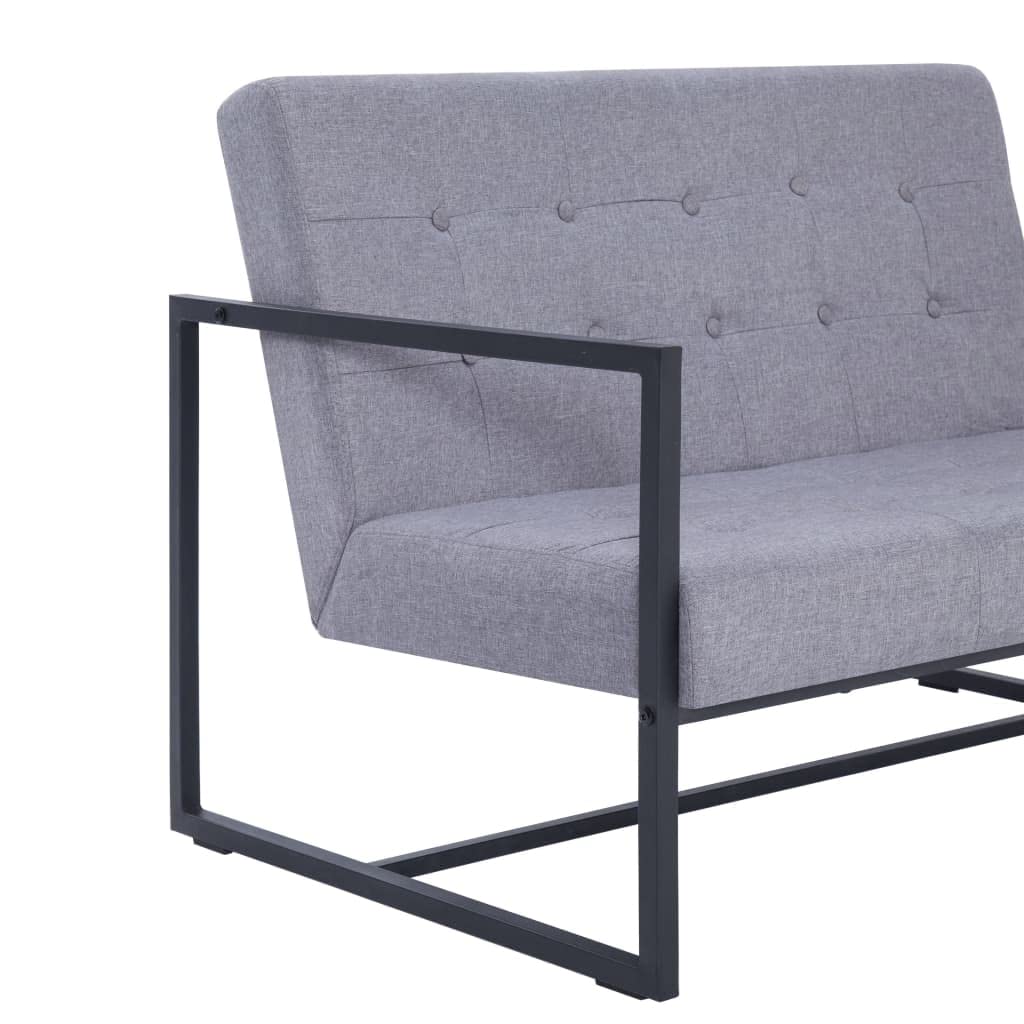 Light Gray Fabric 2-Seater Sofa with Armrests P849