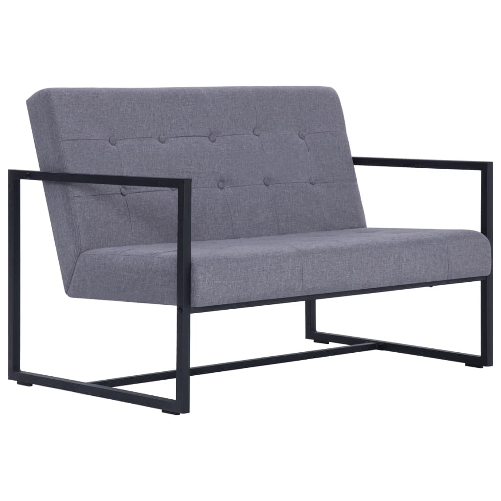 Light Gray Fabric 2-Seater Sofa with Armrests P849
