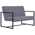 Light Gray Fabric 2-Seater Sofa with Armrests P849