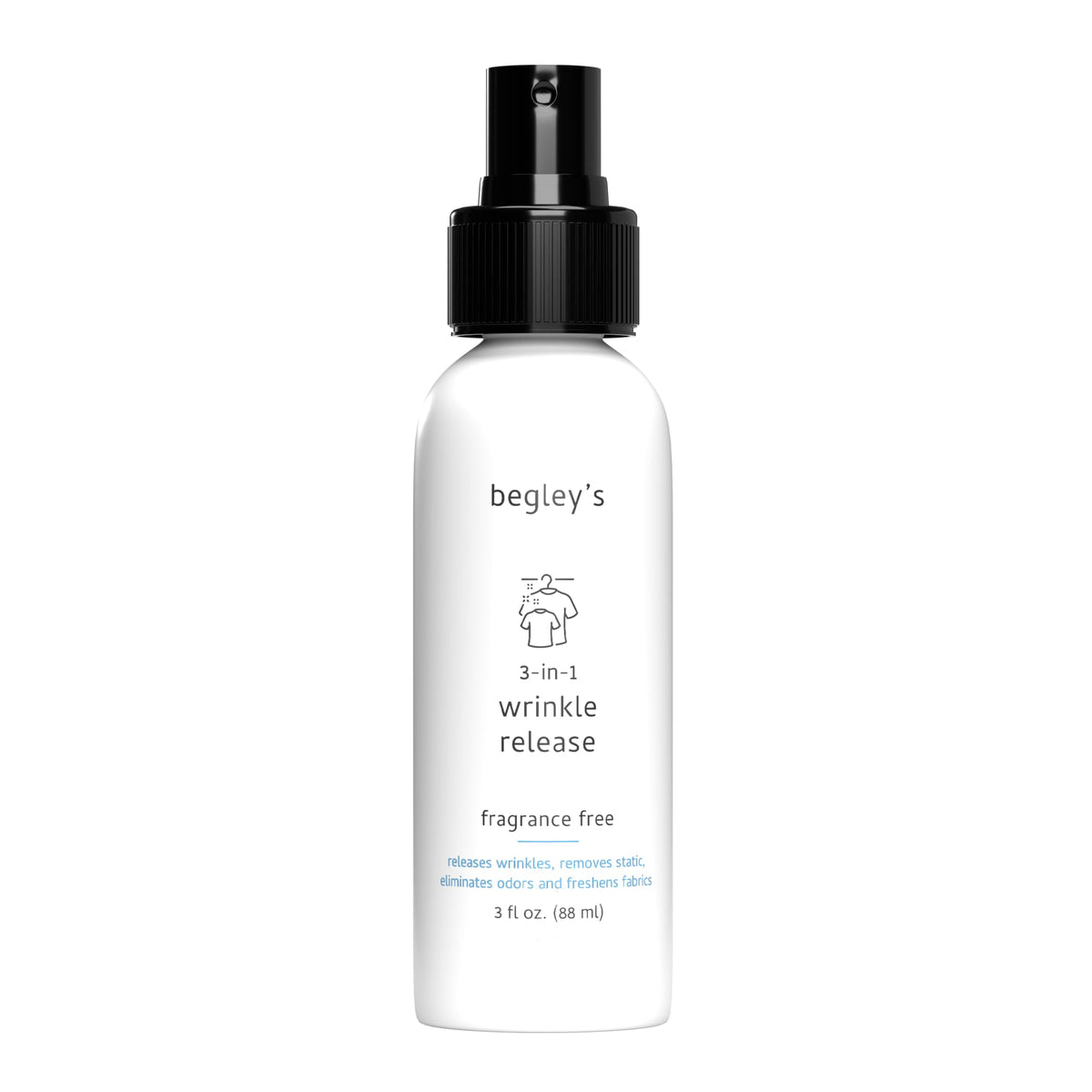3-in-1 Wrinkle Remover, Static Cling Remover, Odor Eliminator and Fabric Refresher Spray, Fragrance-Free, 3 oz O228