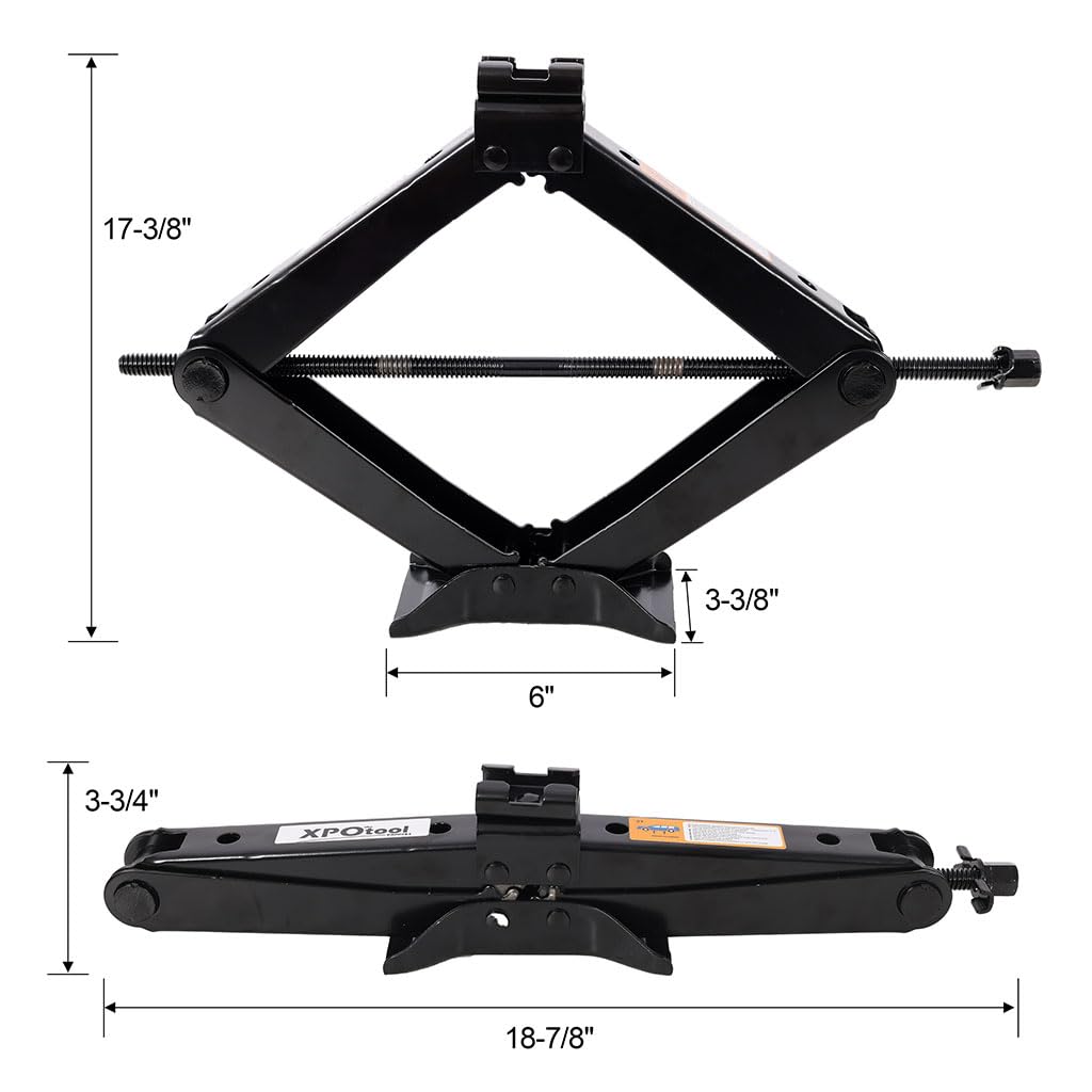 3 Ton Scissor Car Jack, 6614 LBS Heavy Duty Tire Changing Kit with Lug Wrench, Ratchet Wrench, Sockets, Work Gloves, Tire Pressure Gauge and Storage Bag R5039