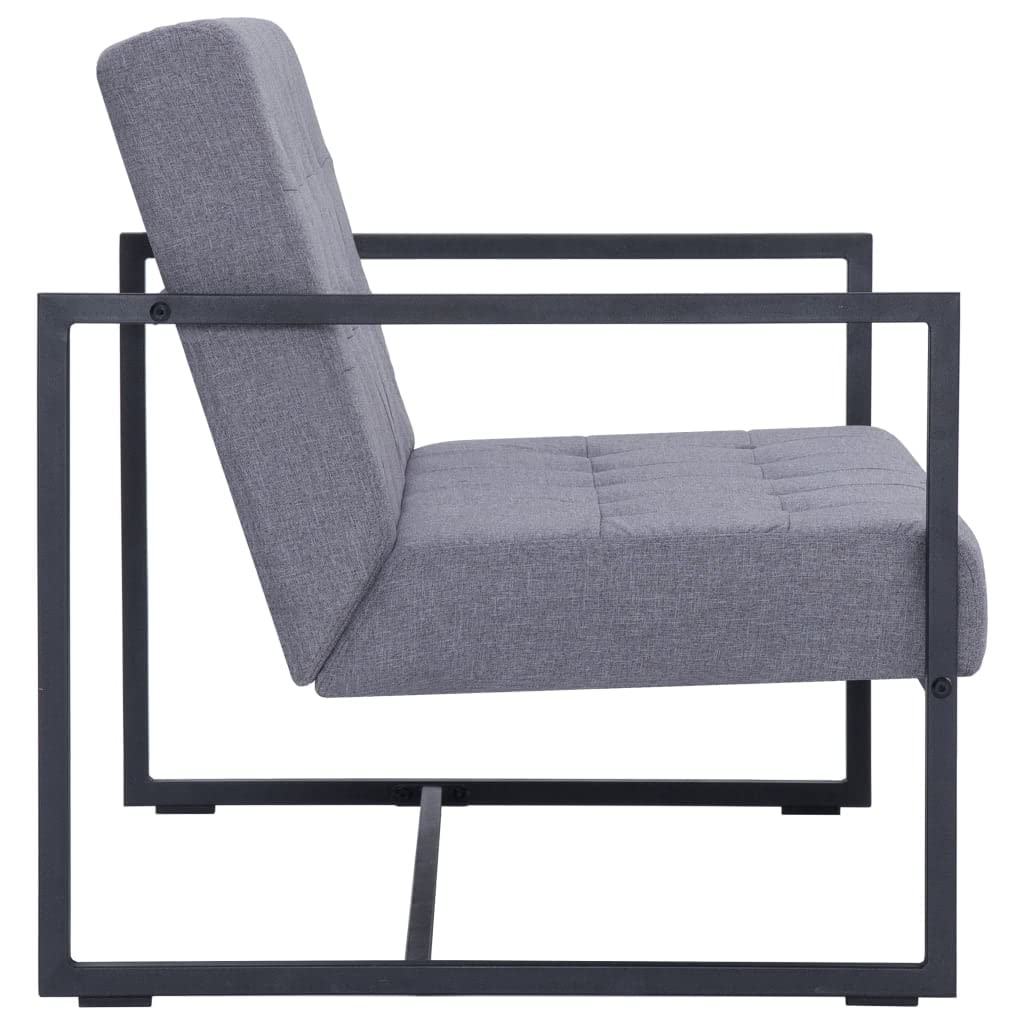 Light Gray Fabric 2-Seater Sofa with Armrests P849