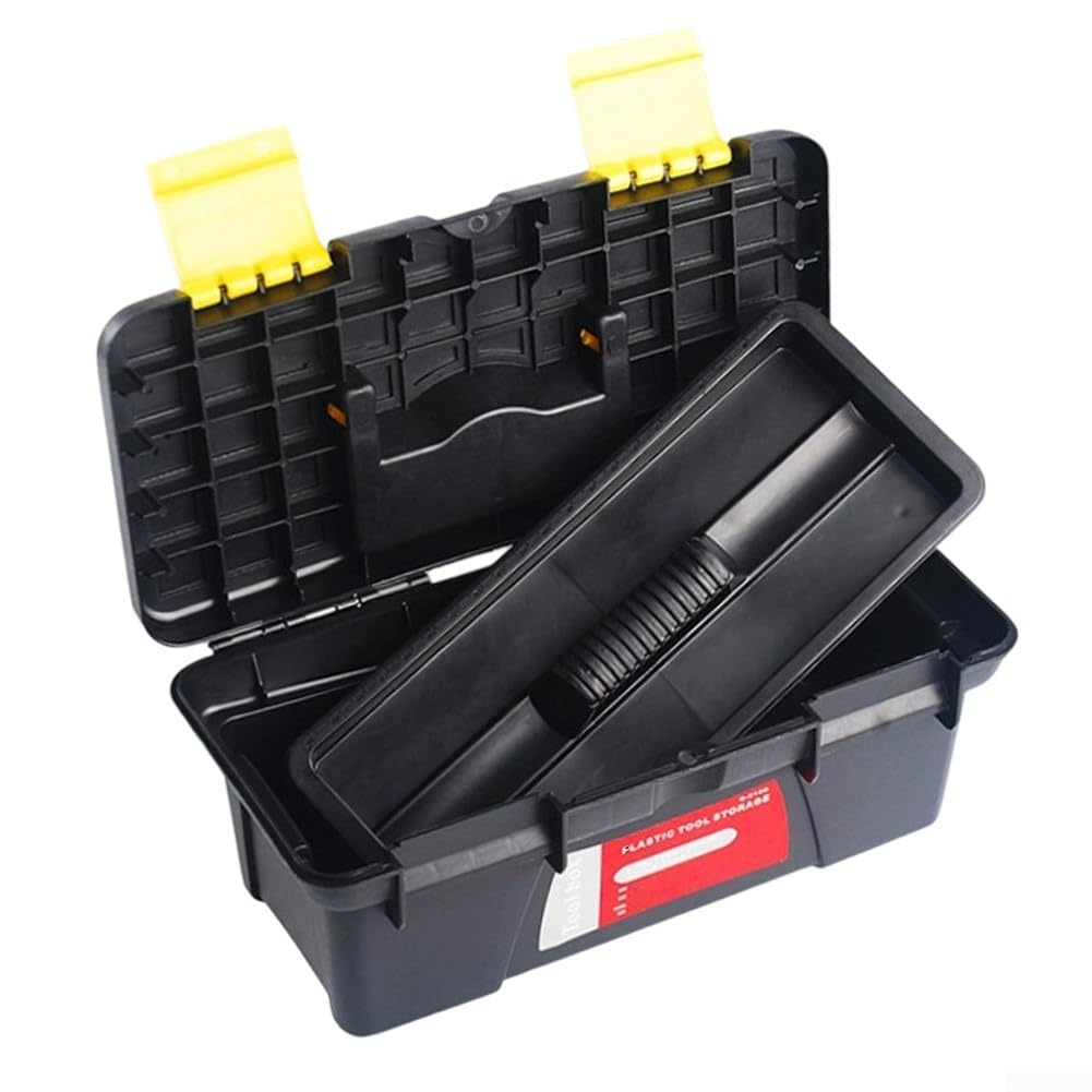 10 Inch Black Plastic Toolbox with Dual Layer Organization F35943
