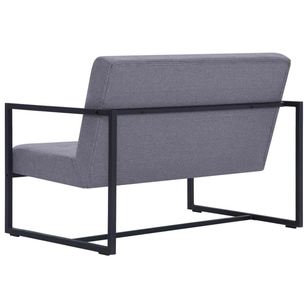 Light Gray Fabric 2-Seater Sofa with Armrests P849