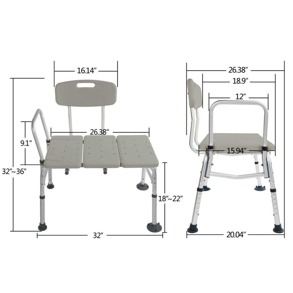Tub Transfer Bench with Backrest and Armrest Y1878