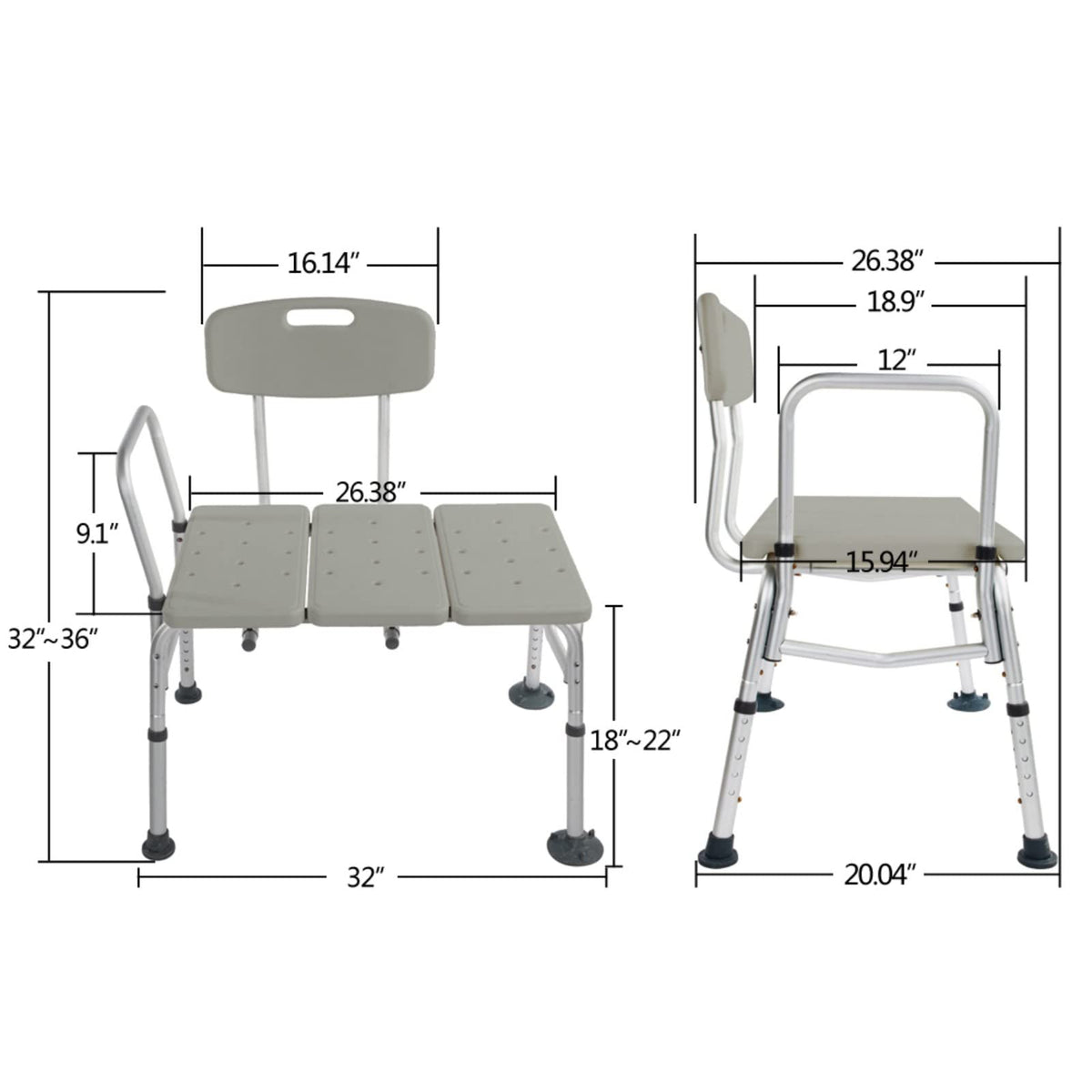 Tub Transfer Bench with Backrest and Armrest Y1878