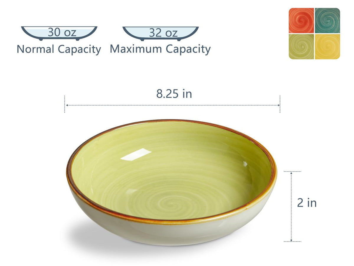 30 Ounce Porcelain Pasta Bowls Set of 4 Assorted Color L888770