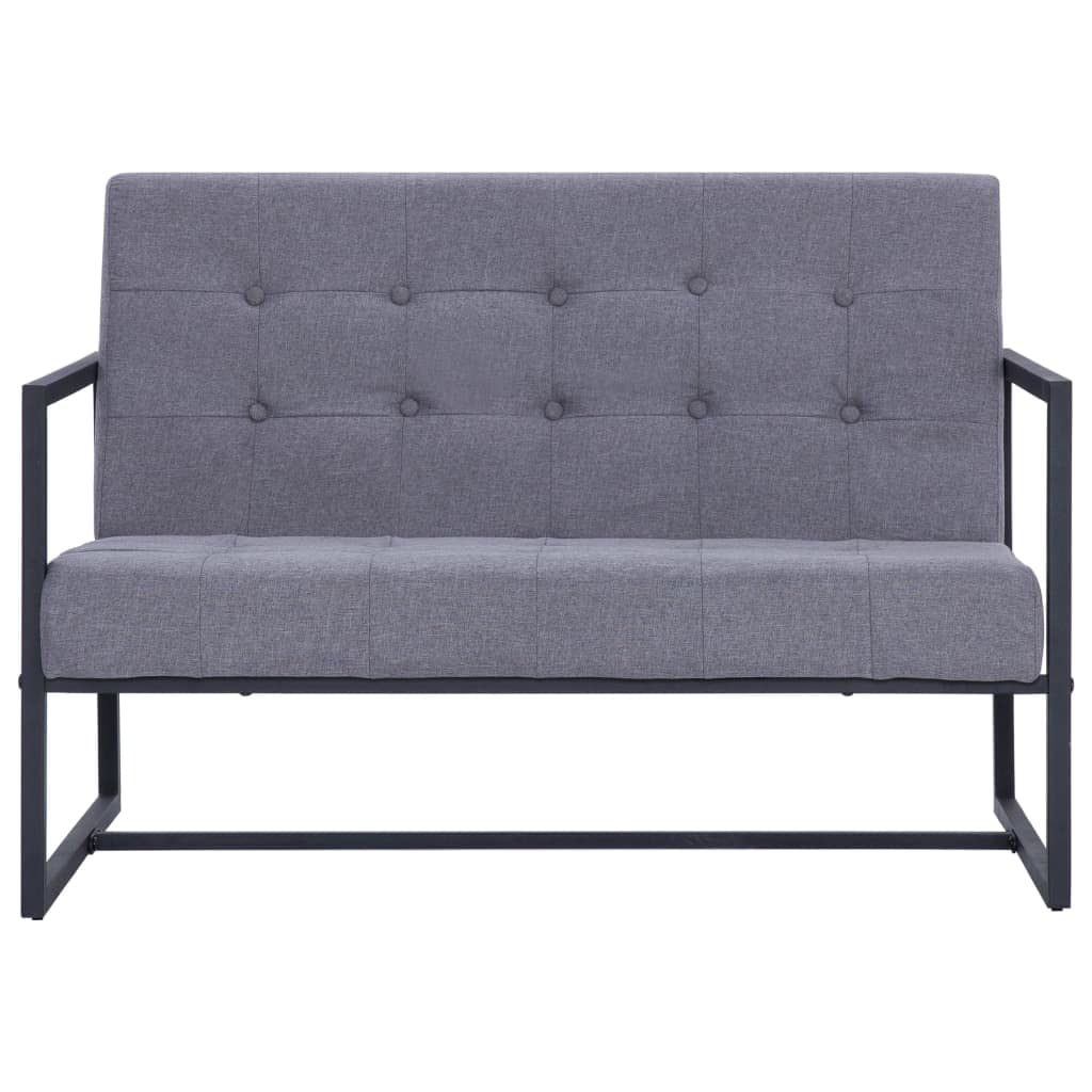 Light Gray Fabric 2-Seater Sofa with Armrests P849
