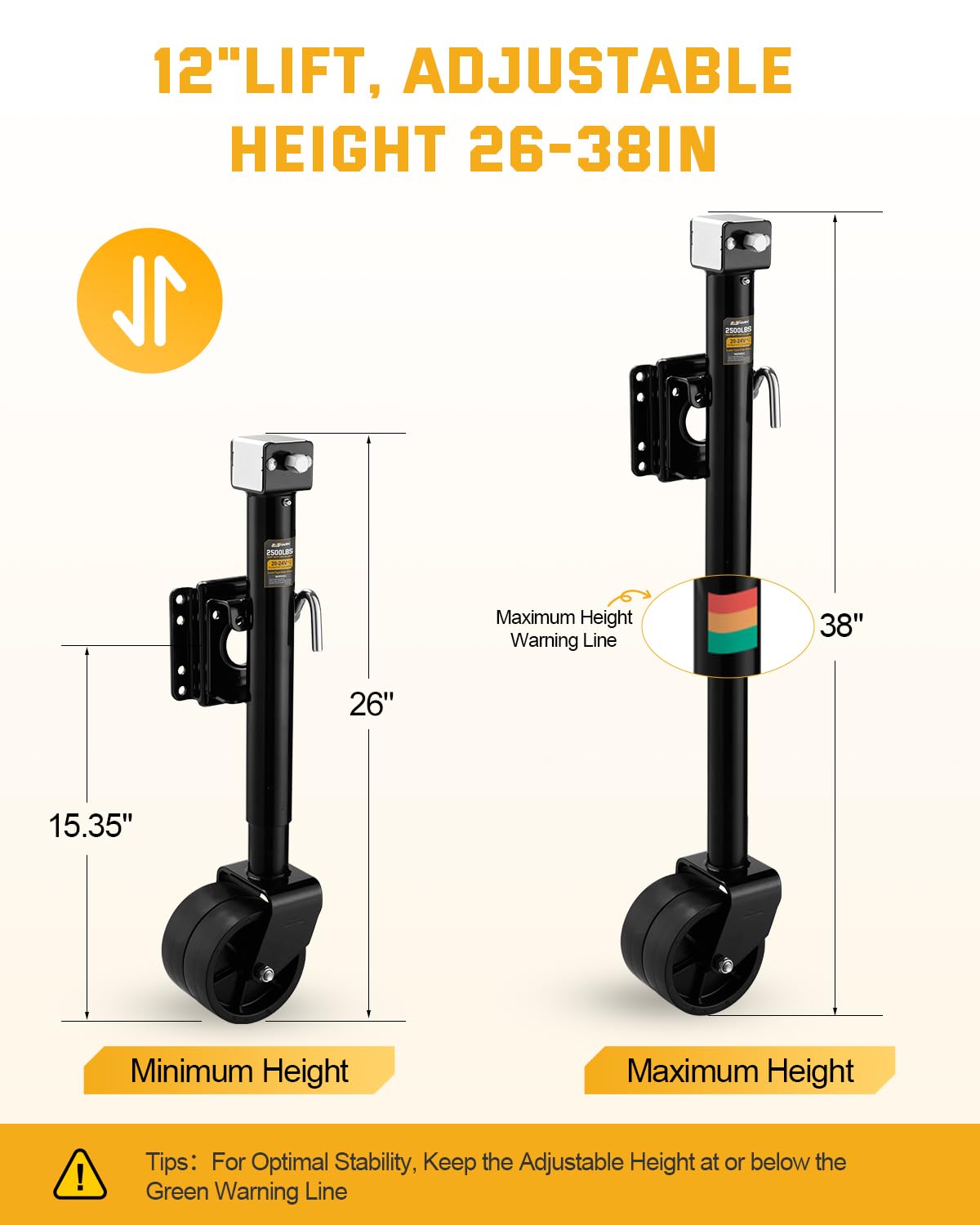 Heavy Duty Trailer Jack with Dual Wheel D109