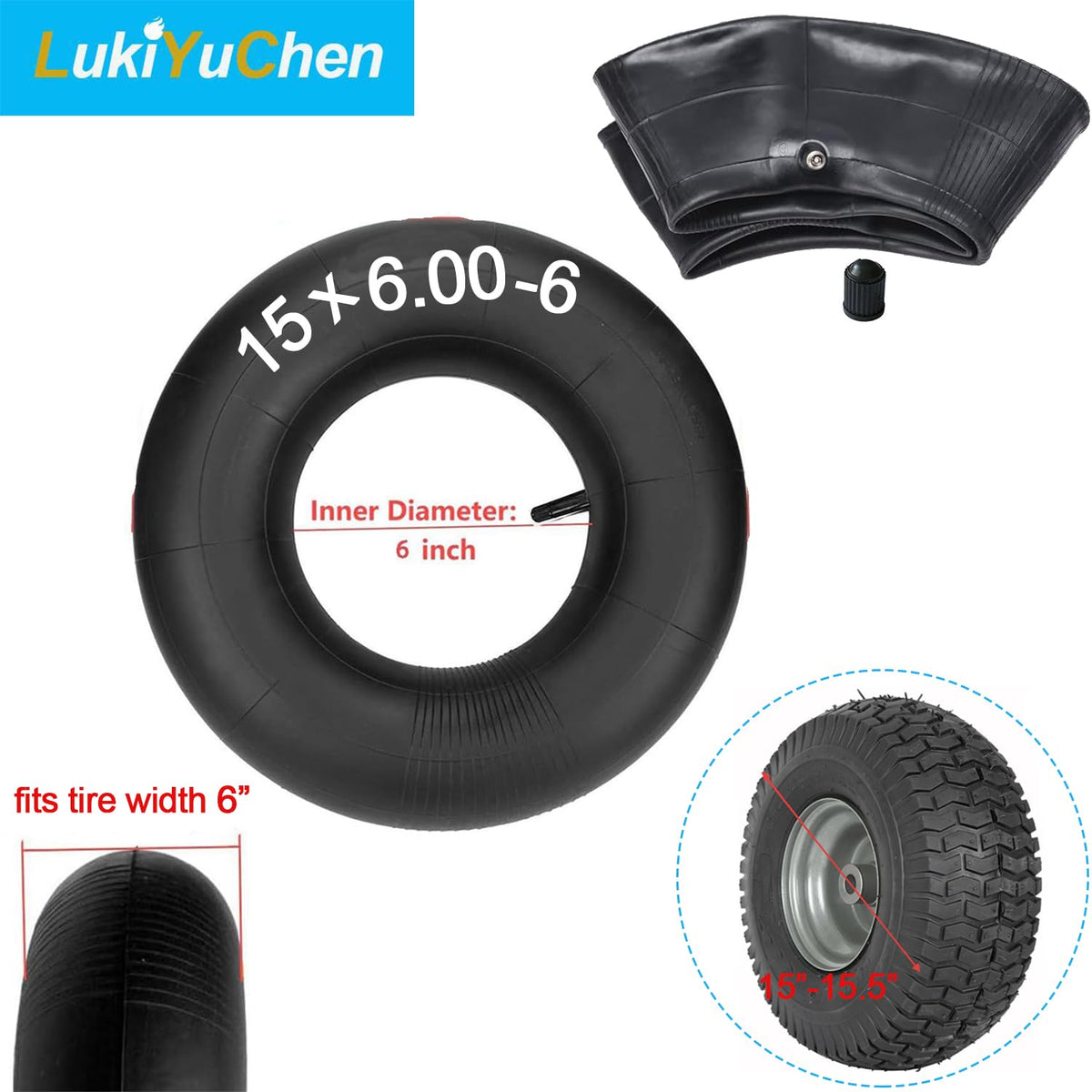 15x6.00-6 Inner Tube with TR13 Valve Stem 2/Pack N6599