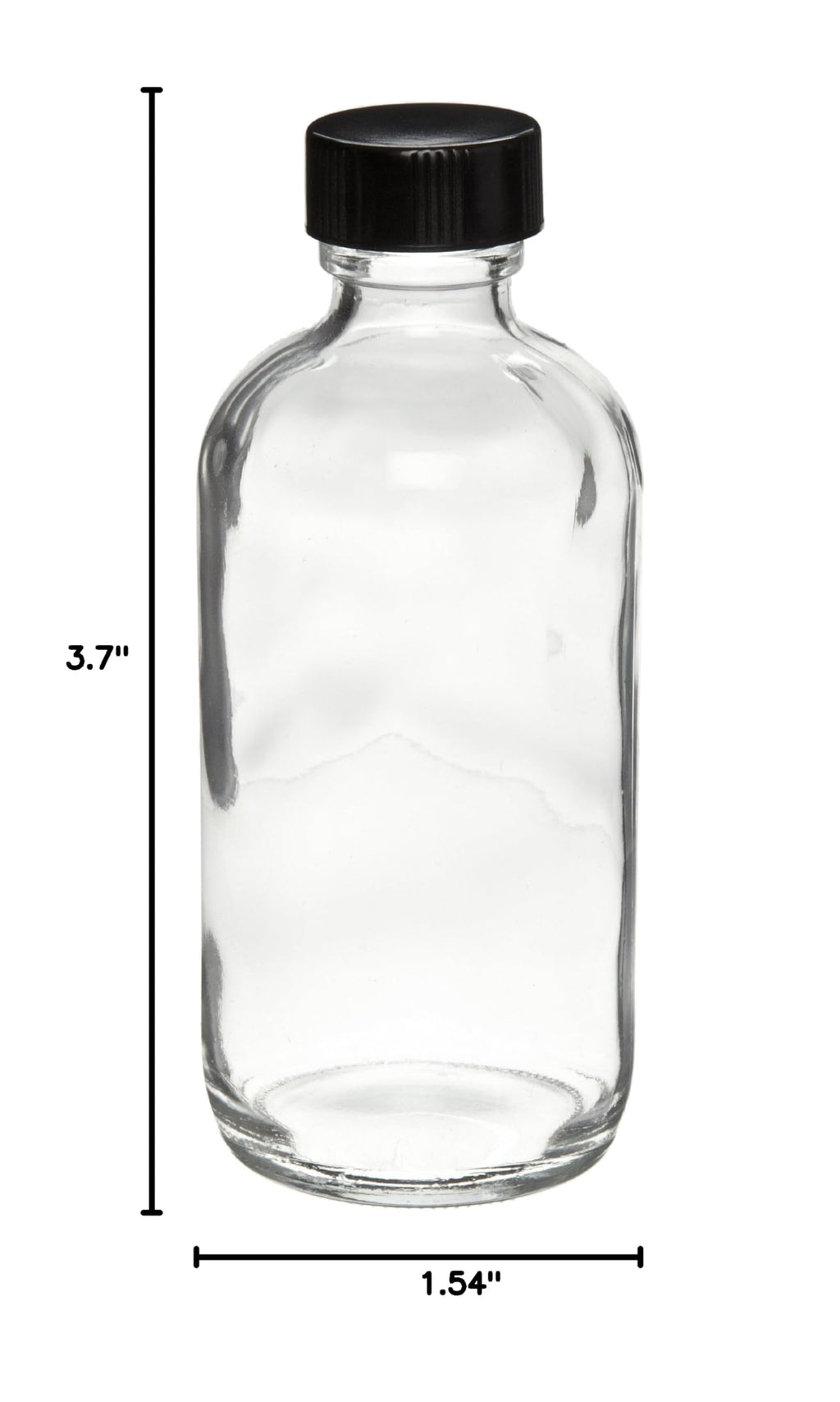 Clear Glass 2oz Boston Round Bottle with Black Screw Cap, Case of 24 J244386