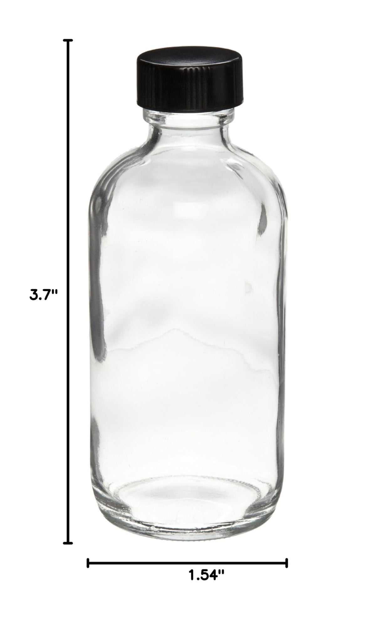 Clear Glass 2oz Boston Round Bottle with Black Screw Cap, Case of 24 J244386