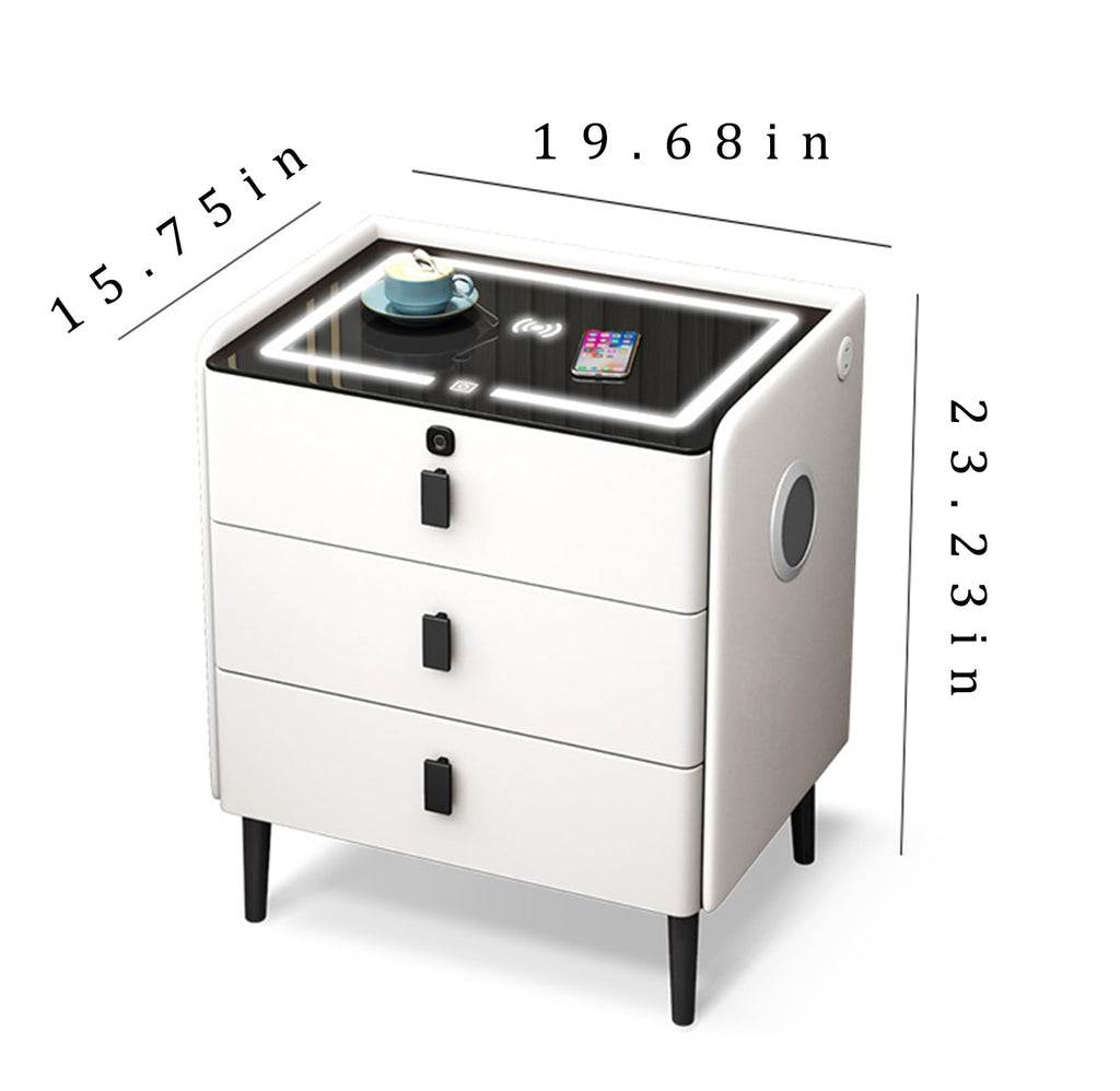 Khaki 3 Drawer Smart Nightstand with Wireless Charging M89803