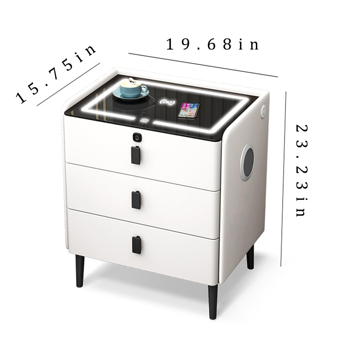 Khaki 3 Drawer Smart Nightstand with Wireless Charging M89803