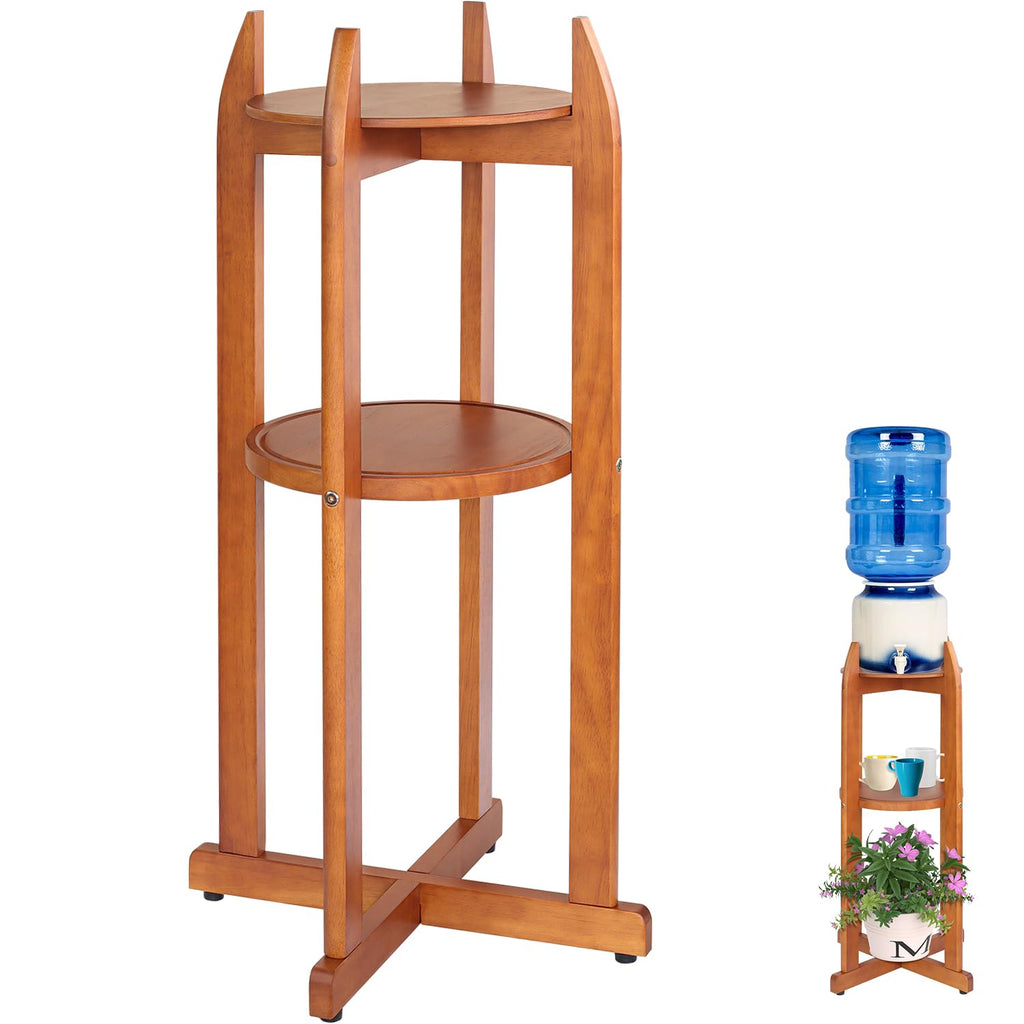 Solid Wood Water Dispenser Stand with 2 Shelves Z904336