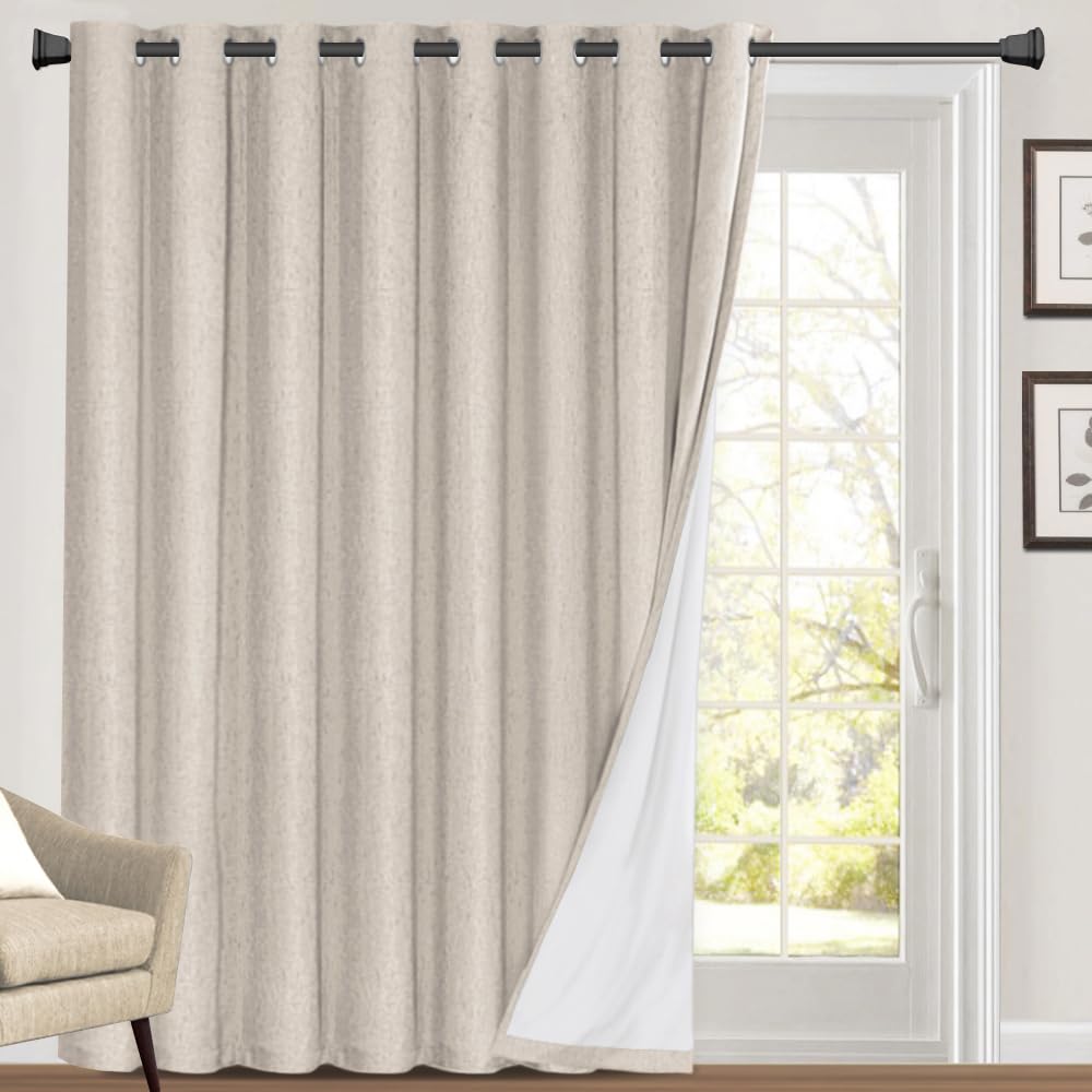 Blackout Curtains 84 Inches Long Faux Linen Thermal Insulated W100 X L84 Inch K573706