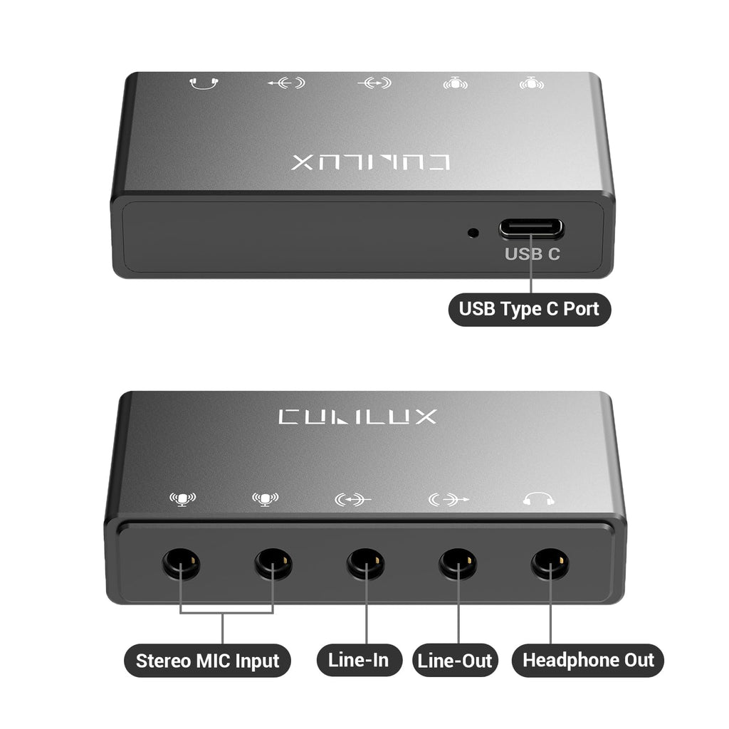 USB Audio Interface with Stereo Microphone Input and Headphone Jack W484