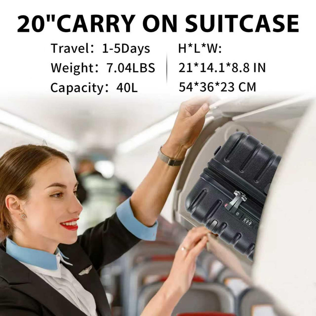Black 20-Inch Carry On Luggage with Spinner Wheels X620