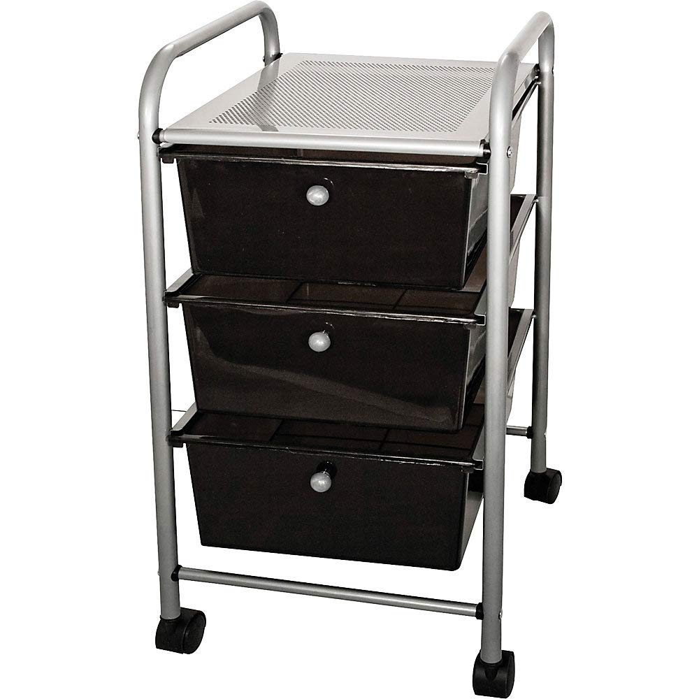 3-Drawer Rolling File Organizer Cart, Black I85795