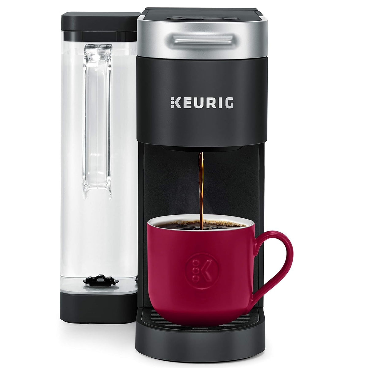 Compact Single Door Mini Fridge with Freezer, 1.7 Cubic Feet, Black & Single Serve K-Cup Pod Coffee Maker, Black F1920
