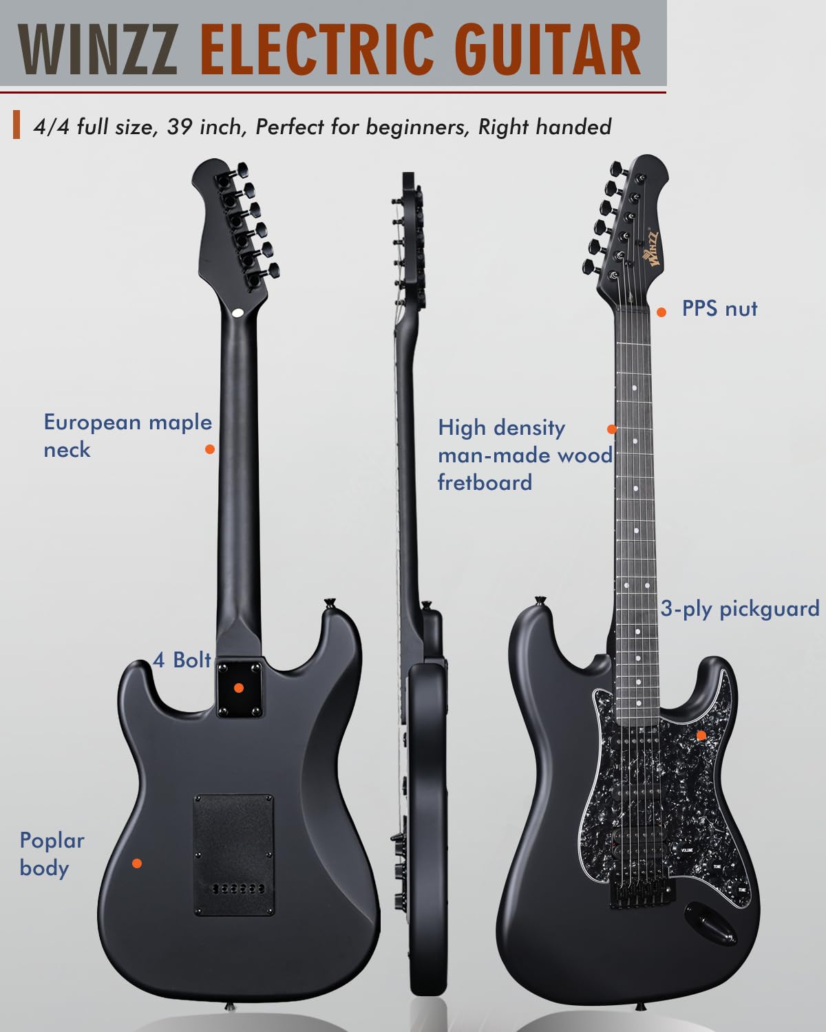 Full Size HSS Electric Guitar with 12 Accessories O628