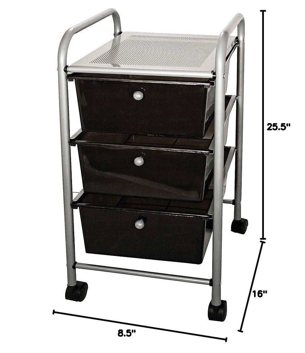 3-Drawer Rolling File Organizer Cart, Black I85795