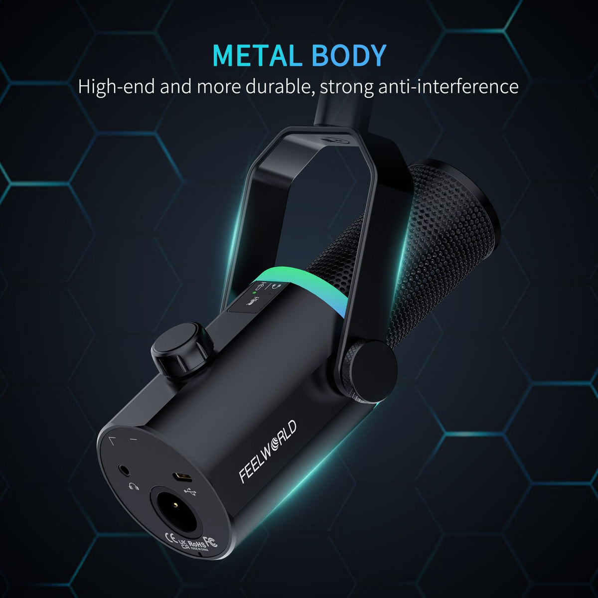 Black Metal Dynamic Microphone with Boom Arm S2245