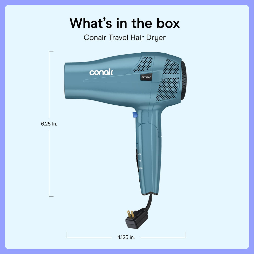 Blue 1875W Dual Voltage Folding Travel Hair Dryer N12593