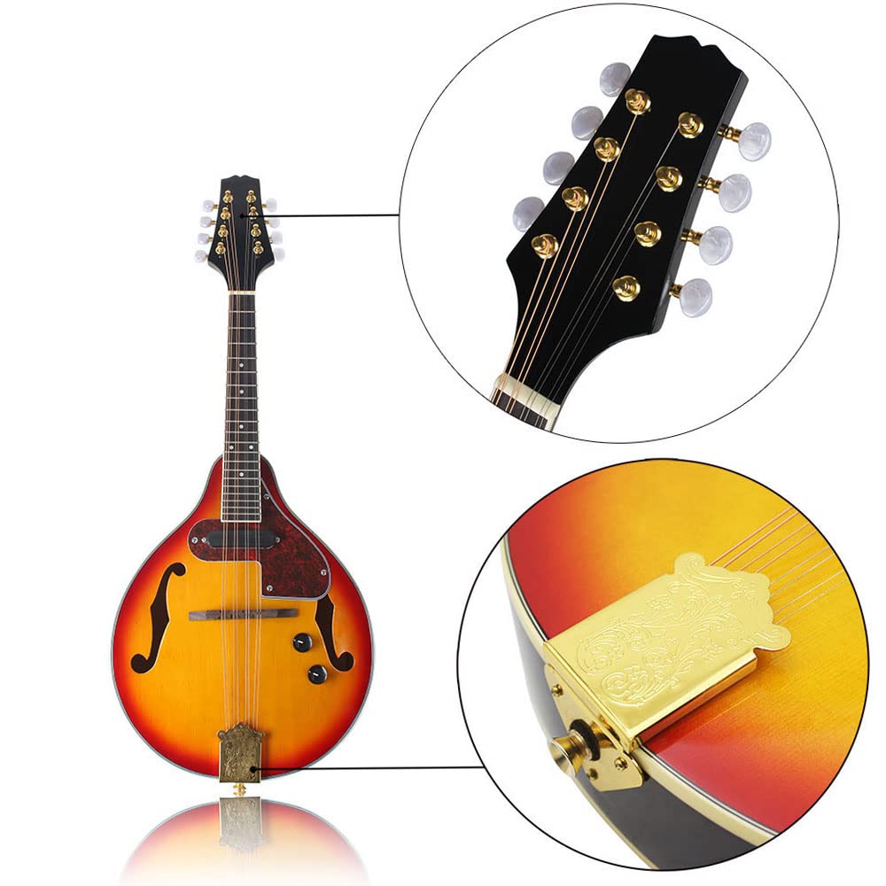 8 Strings Electric Mandolin with Cable and Cleaning Cloth B982469