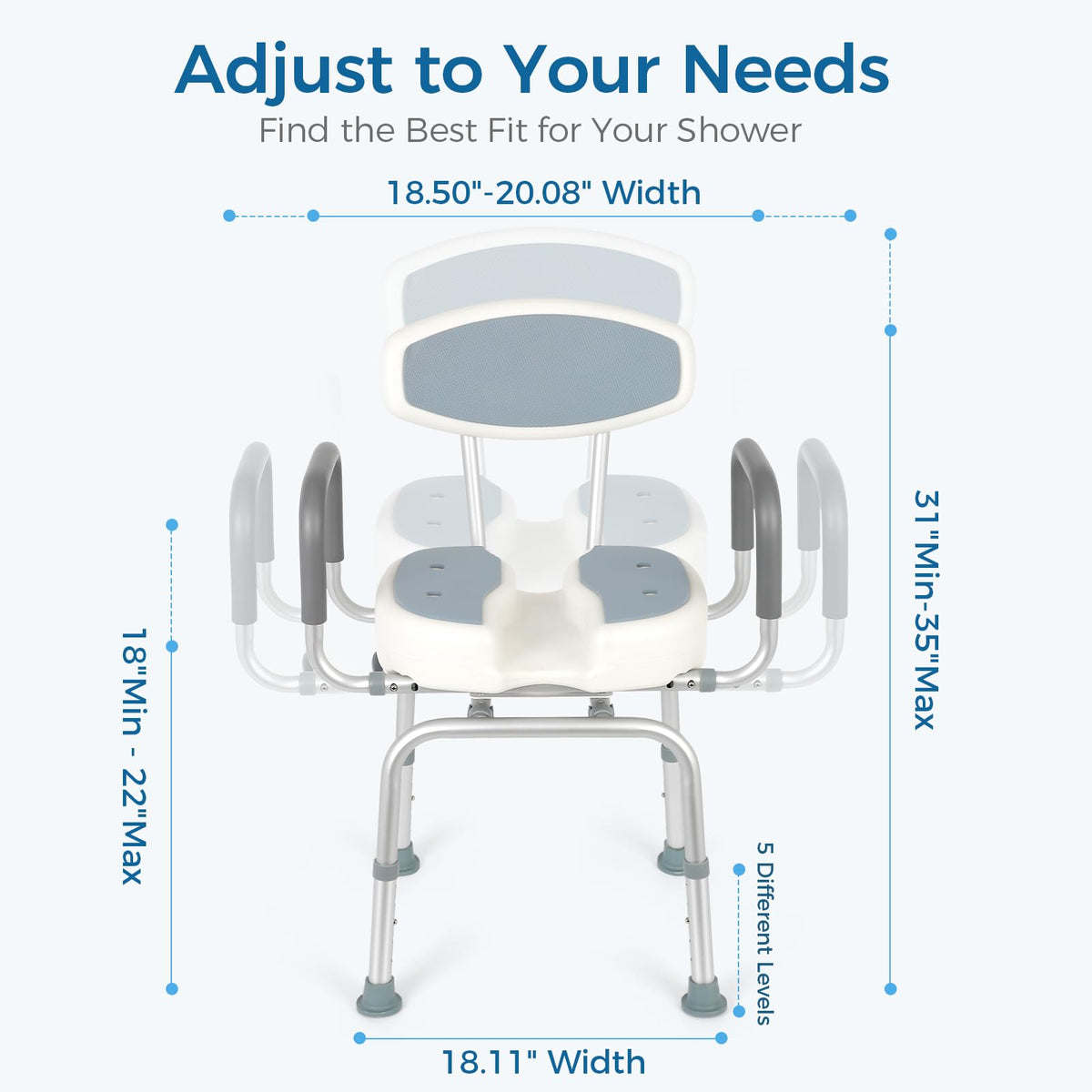 Heavy Duty Shower Chair with Arms and Back G816022