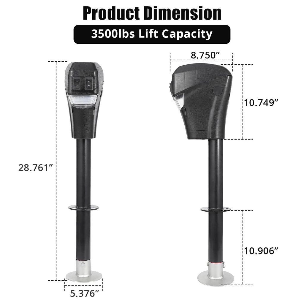 Electric Trailer A-Frame Tongue Jack 3,500 Lbs 18-Inch Stroke 12V DC B435