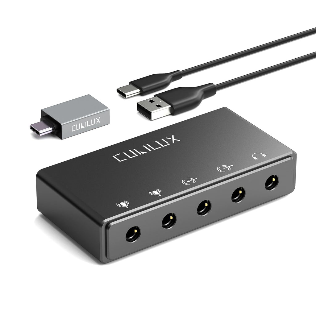 USB Audio Interface with Stereo Microphone Input and Headphone Jack W484