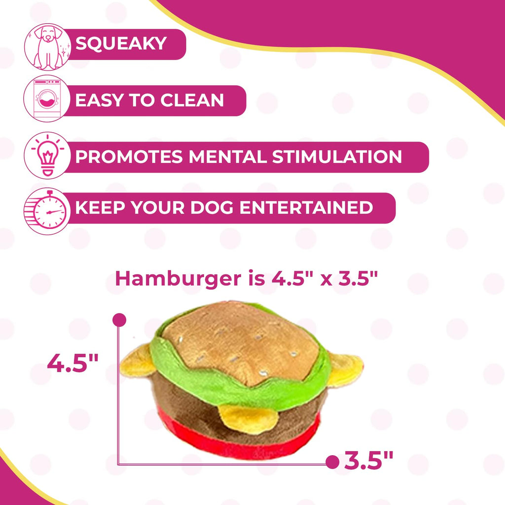 Hamburger Dog Toy with Squeaker V4708