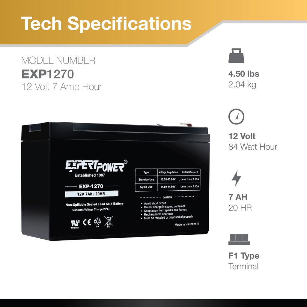 12V 7Ah Rechargeable SLA Battery with F1 Terminals V699695
