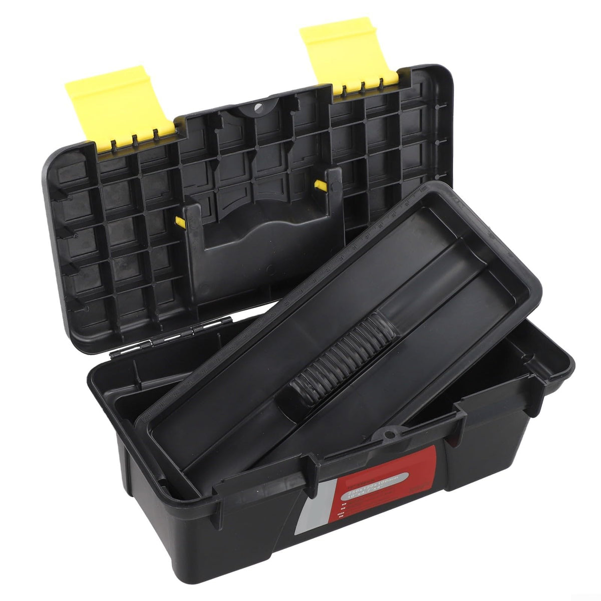 10 Inch Black Plastic Toolbox with Dual Layer Organization F35943