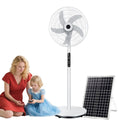 Oscillating Pedestal Fan with Remote, Solar Rechargeable, 3 Speeds, 16in, White Y22844