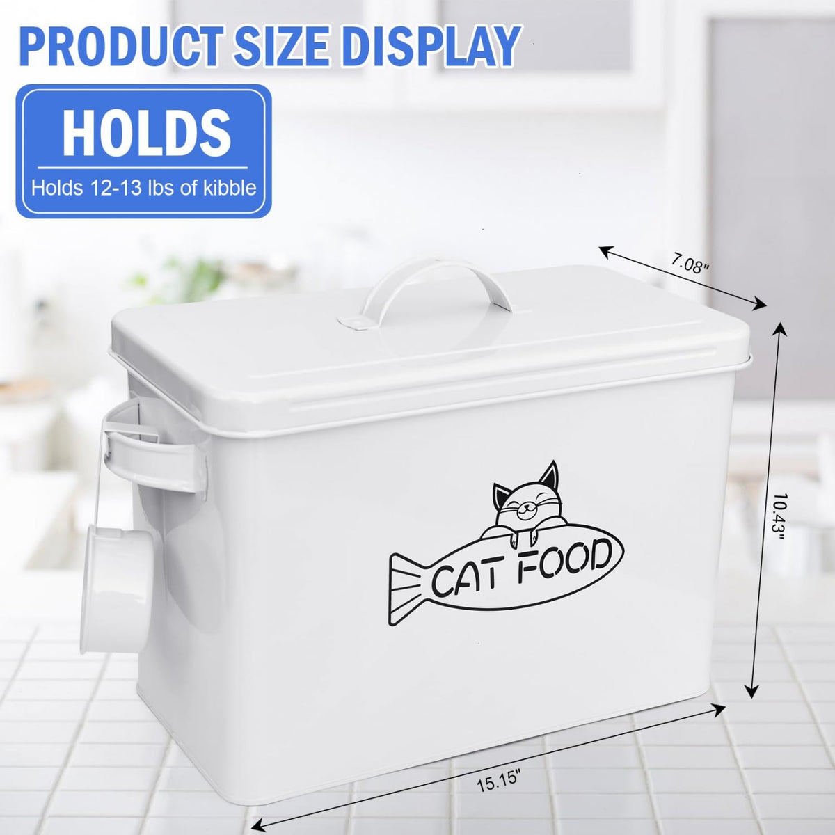 Large Airtight Pet Food Storage Container with Lid and Scoop 12-13 lbs O663406
