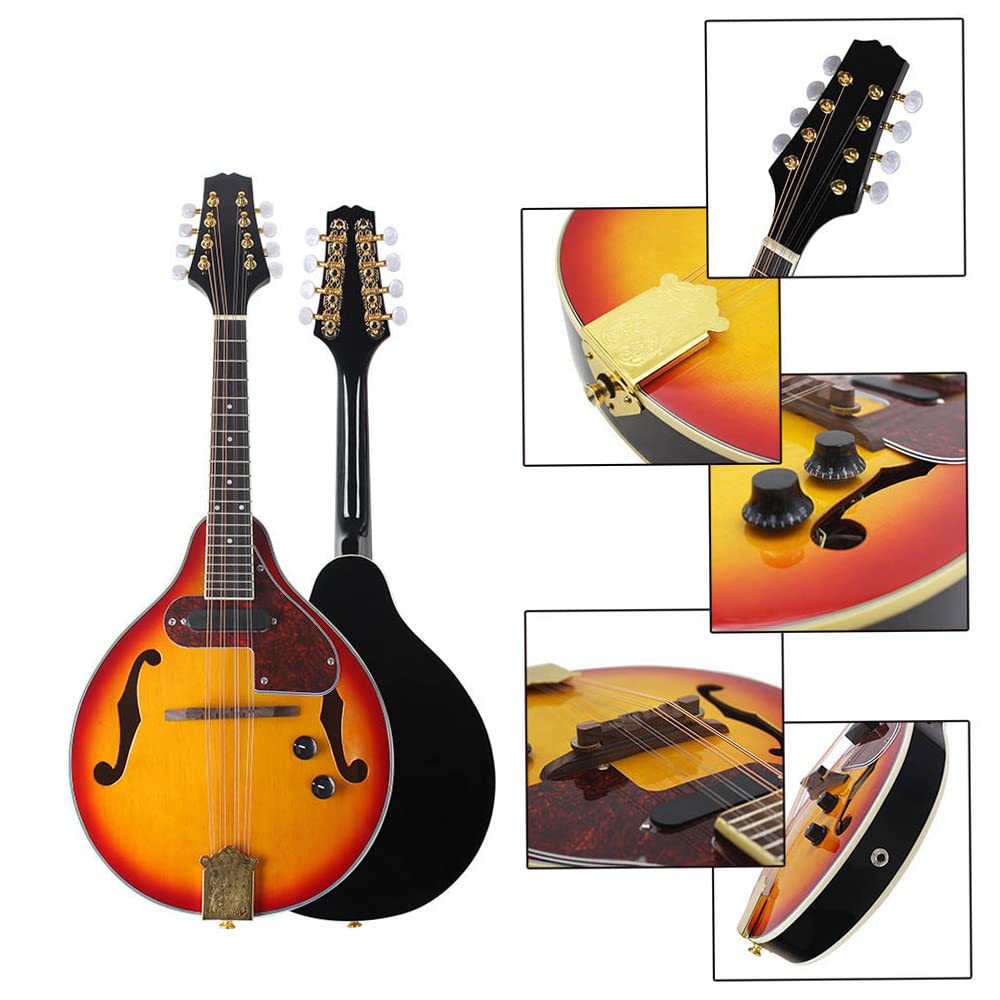 8 Strings Electric Mandolin with Cable and Cleaning Cloth B982469