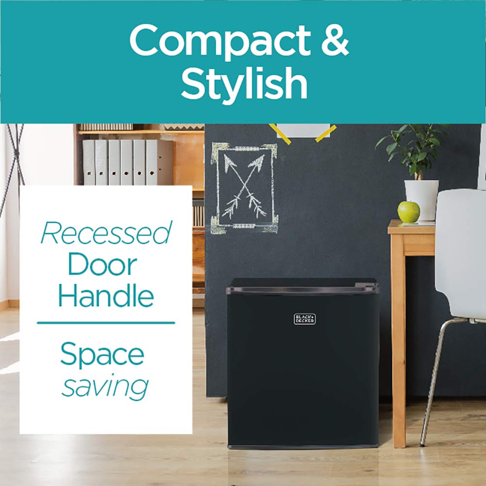 Compact Single Door Mini Fridge with Freezer, 1.7 Cubic Feet, Black & Single Serve K-Cup Pod Coffee Maker, Black F1920