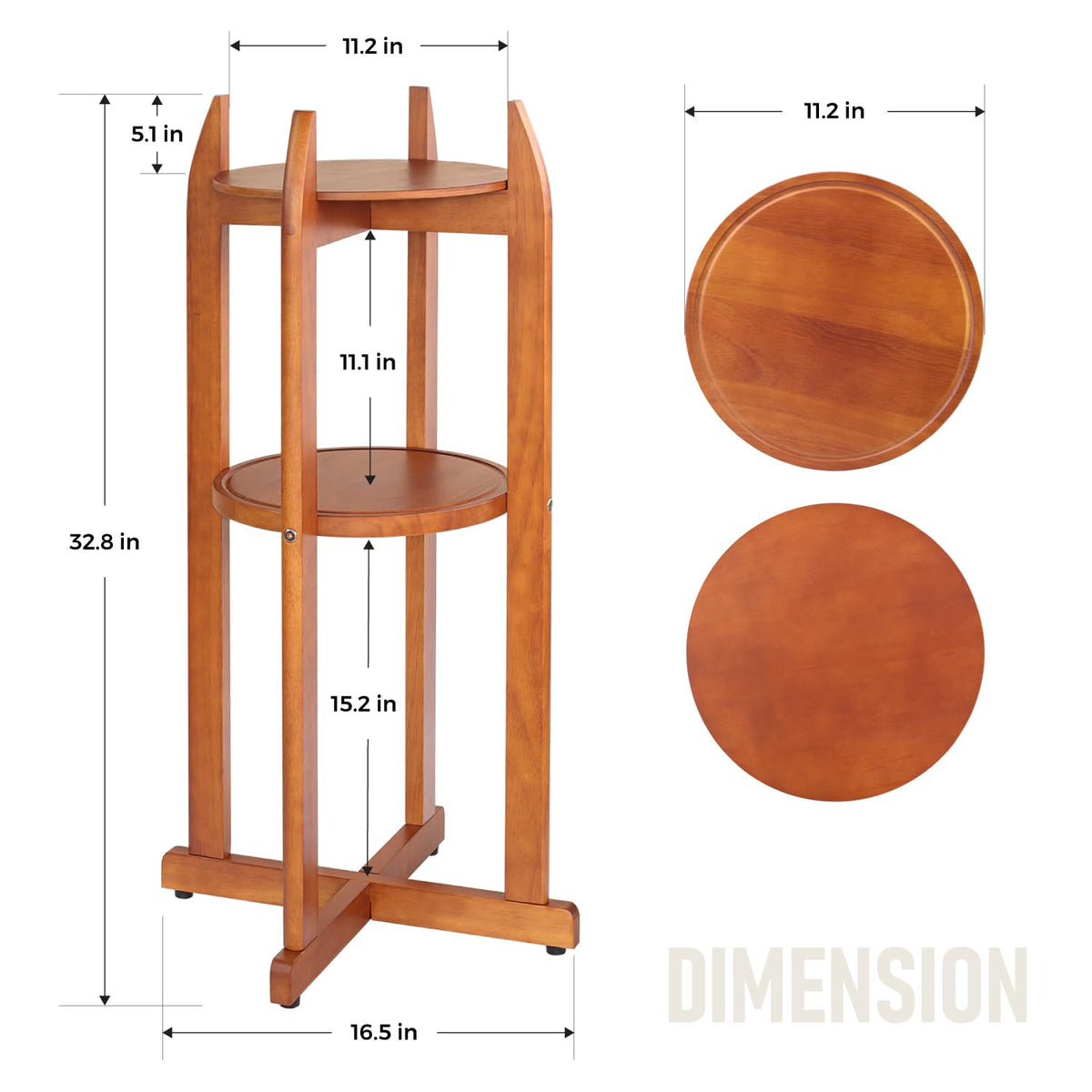 Solid Wood Water Dispenser Stand with 2 Shelves Z904336