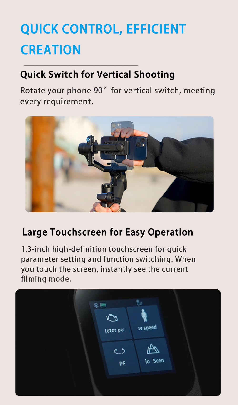 3-Axis Phone Gimbal Stabilizer with Integrated Grip V1947