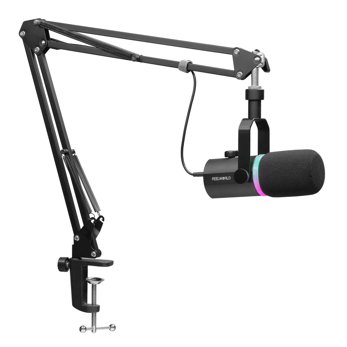 Black Metal Dynamic Microphone with Boom Arm S2245