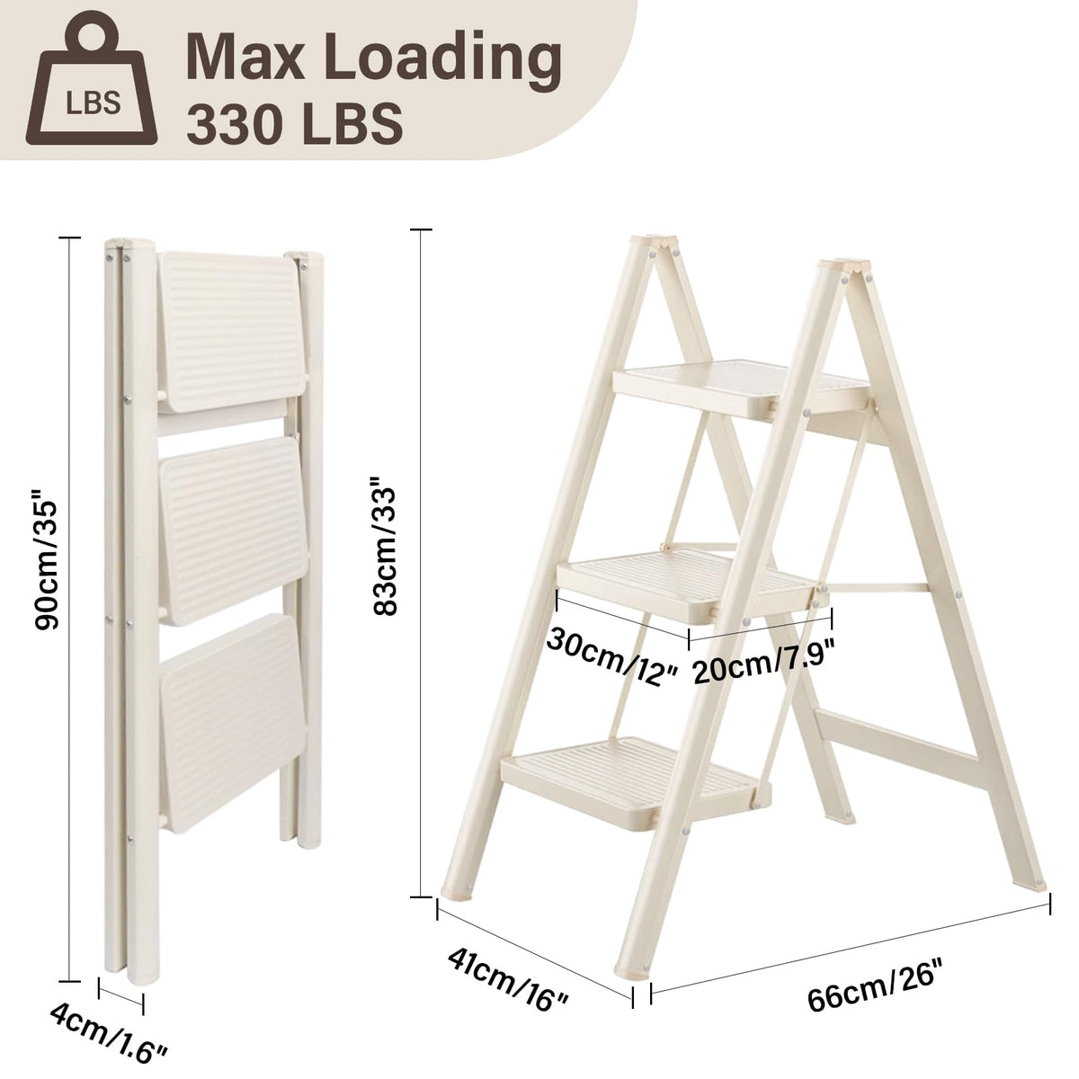 3 Step Carbon Steel Folding Stool T4544