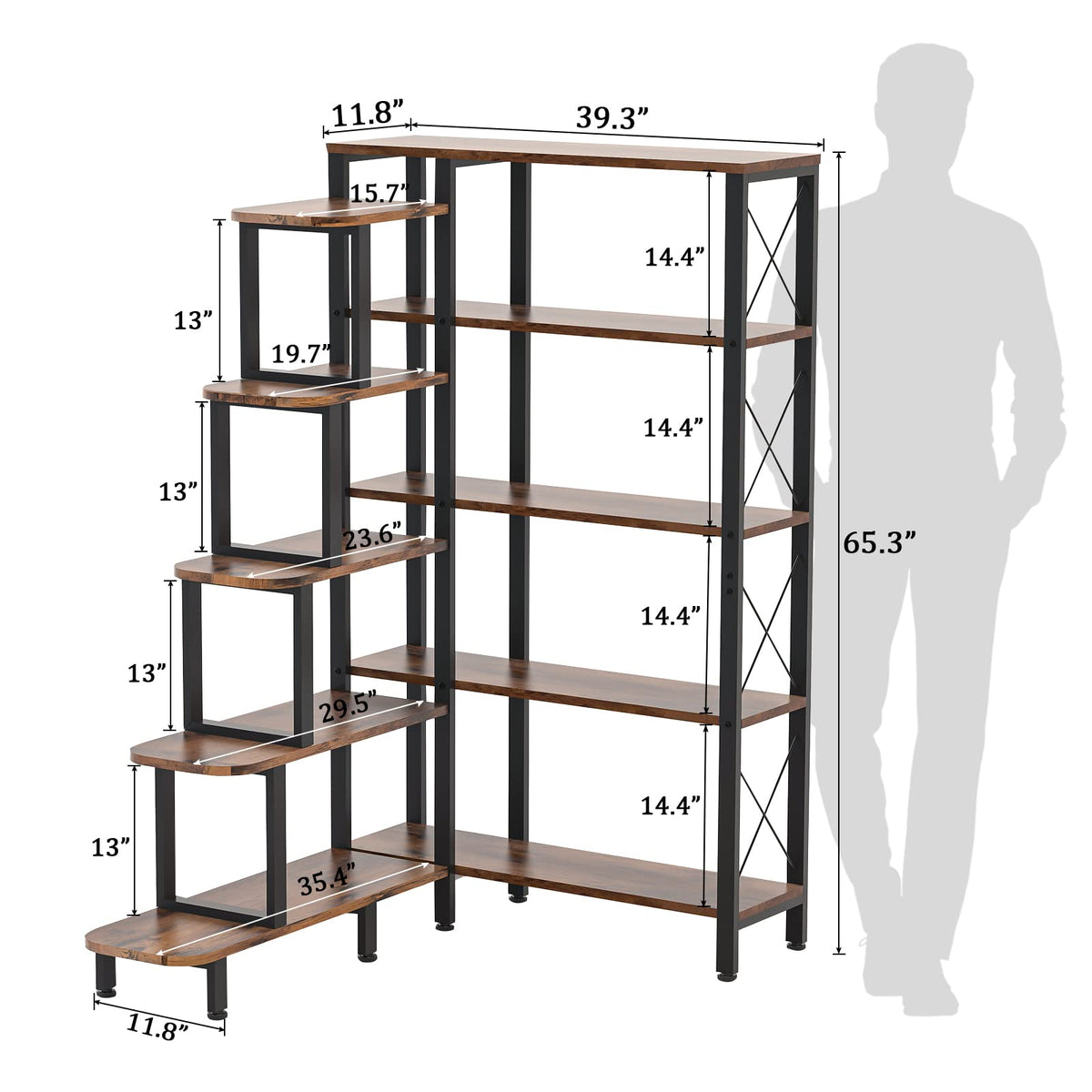 Large Reversible 5 Tier Corner Bookshelf Z1170