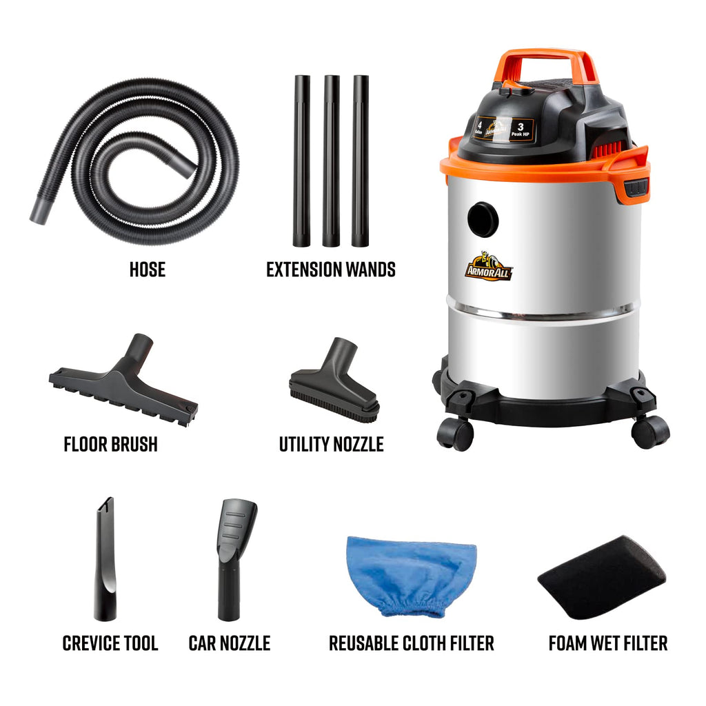4 Gallon Stainless Steel Wet/Dry Vacuum F405