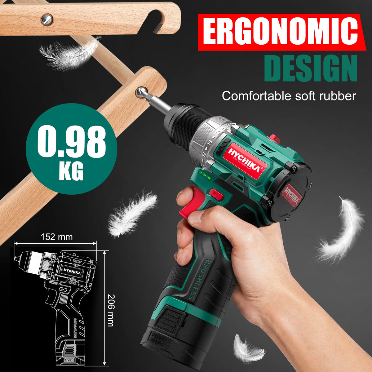 16.8V Cordless Brushless Compact Drill T5697