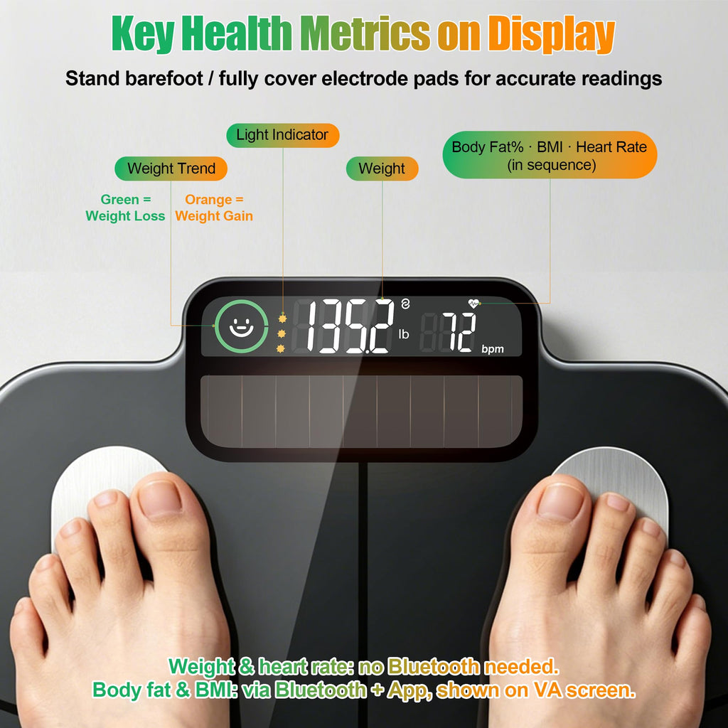 Solar Powered Smart Scale for Body Weight J7346