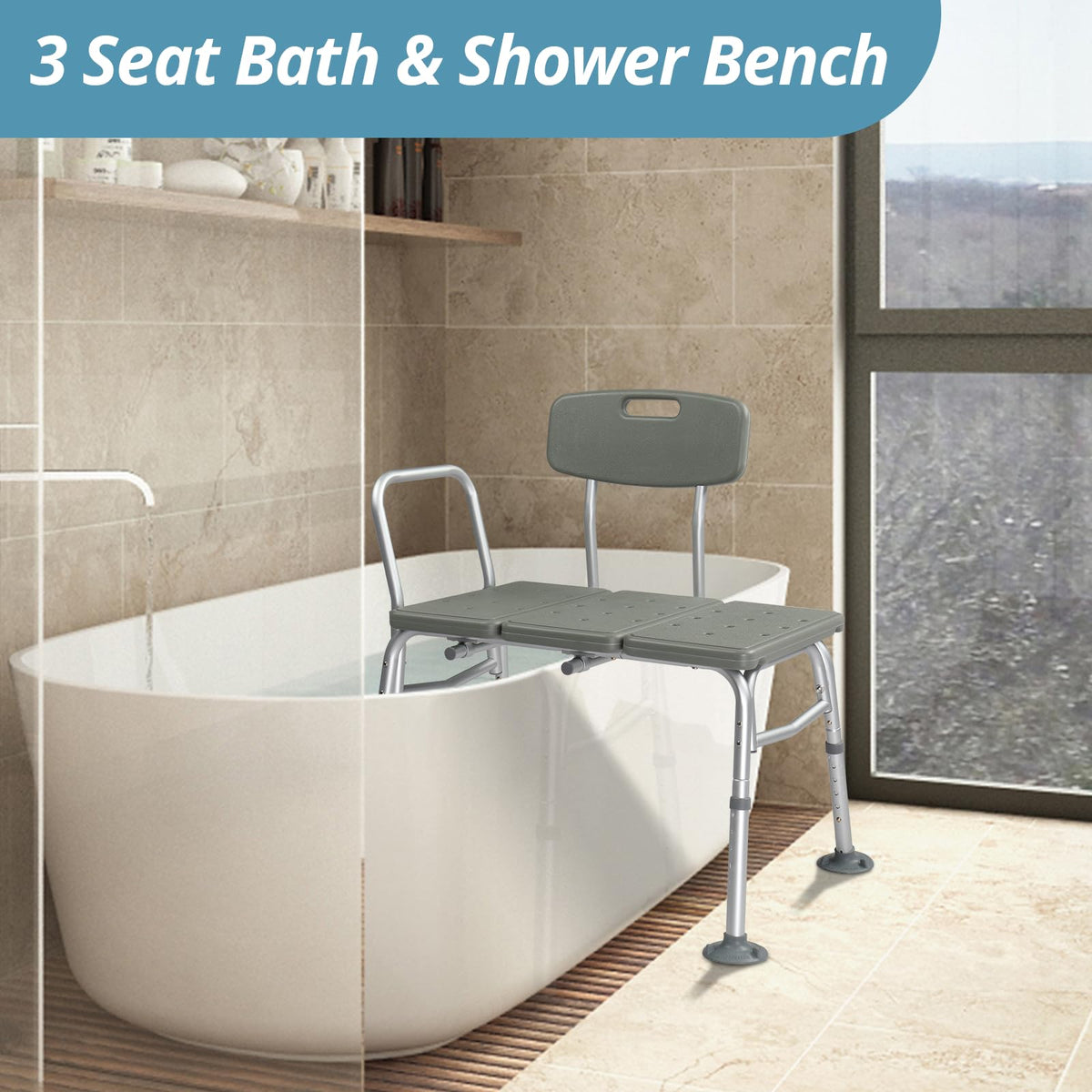Tub Transfer Bench with Backrest and Armrest Y1878