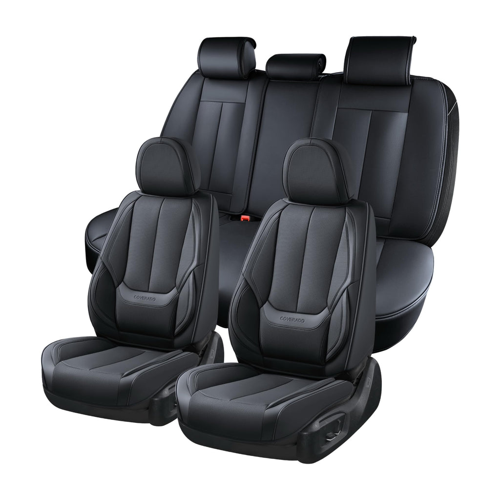 Black Full Set Waterproof Nappa Leather Car Seat Covers J76700