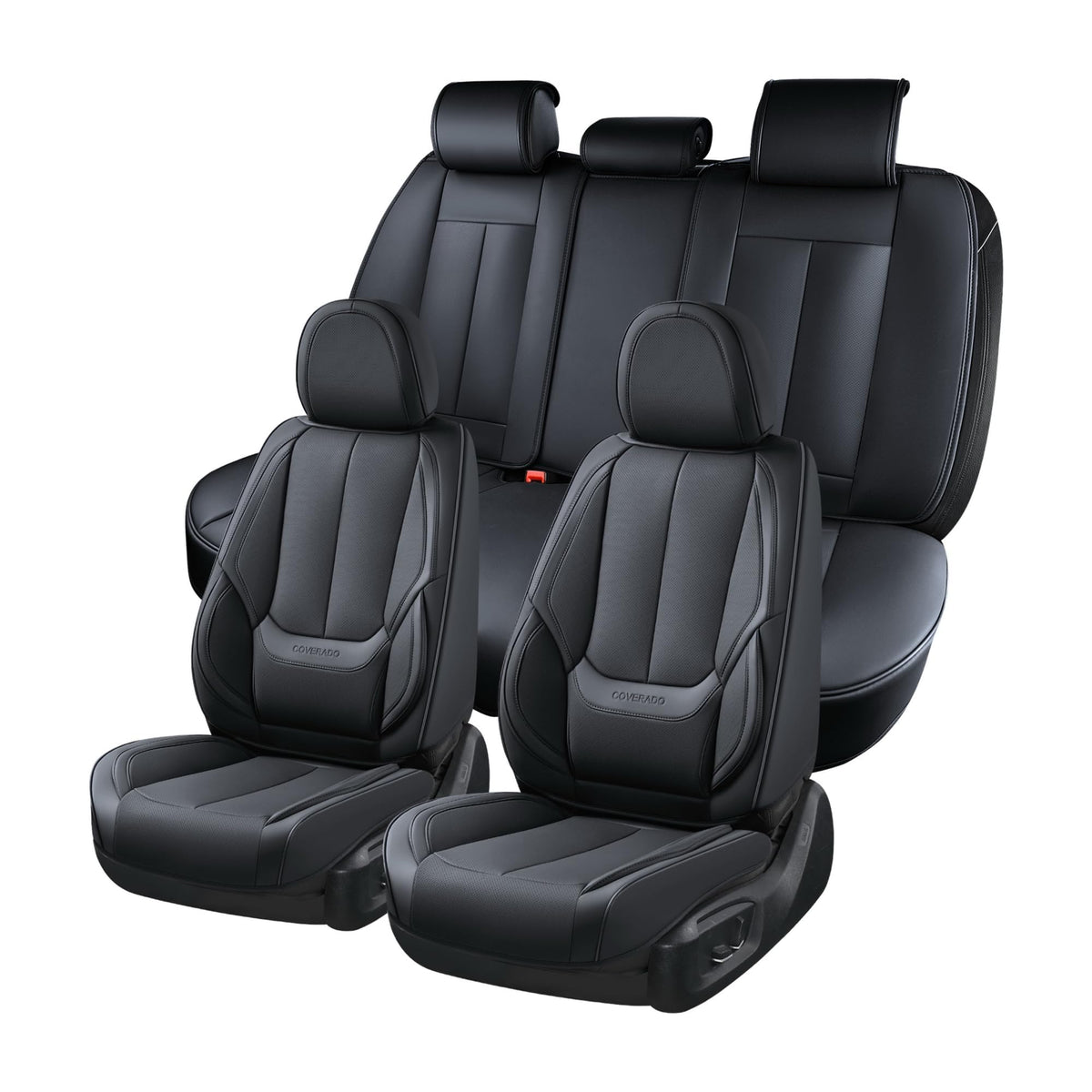 Black Full Set Waterproof Nappa Leather Car Seat Covers J76700